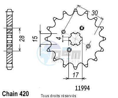 Product image: Sifam - 11994CZ13 - Sprocket St 70 Dax 79-09 Cr 80 Rb 81 11994cz   13 teeth   TYPE : 420  0