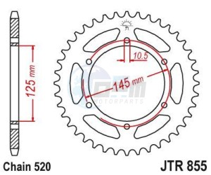 Product image: Esjot - 50-32042-47 - Chainwheel Steel TT Yamaha - 520 - 47 Teeth -  Identical to JTR855 - Made in Germany 