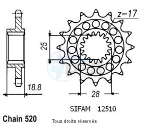 Product image: Sifam - 12510CZ15 - Sprocket Racing Type 520 Rsv 1000 98-06 12510cz   15 teeth 