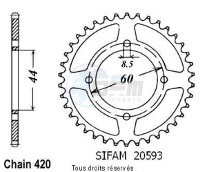 Product image: Sifam - 20593CZ43 - Chain wheel rear Ty 50 78-80   Type 420/Z43 