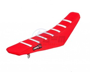 Product image: Crossx - M115-3RRW - Saddle Cover HONDA CRF 150R 2007-2020  TOP RED- SIDE RED-STRIPES WHITE (M115-3RRW) 