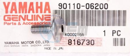 Product image: Yamaha - 901100620000 - BOLT, HEXAGON SOCKET HEAD   0