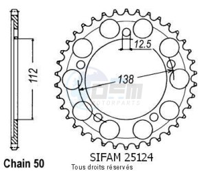 Product image: Sifam - 25124CZ45 - Chain wheel rear Cbr 1100 Xx 97-99   Type 530/Z45 