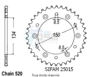 Product image: Sifam - 25015CZ42 - Chain wheel rear Kawasaki Klx 250 09- Type 520/Z42 