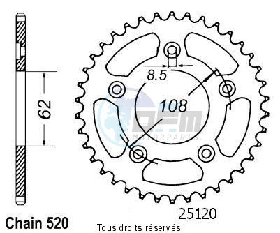 Product image: Sifam - 25120CZ42 - Chain wheel rear 125 Supercity 91-97   Type 520/Z42  0