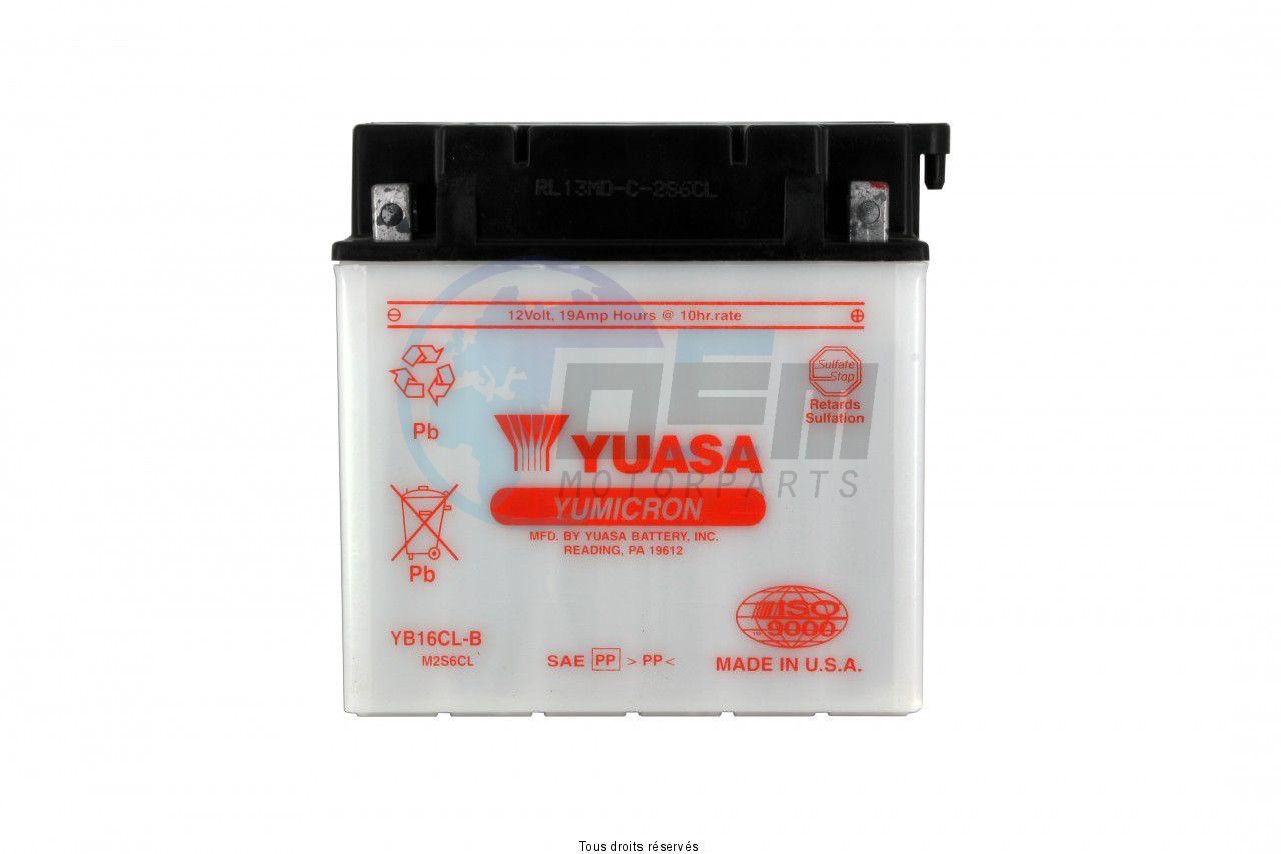 Product image: Yuasa - 812168 - Battery Yb16cl-b L 175mm  W 100mm  H 175mm 12v 19ah  1