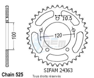 Product image: Sifam - 24363CZ46 - Chain wheel rear Aprilia 750 Dorsoduro   Type 525/Z46 