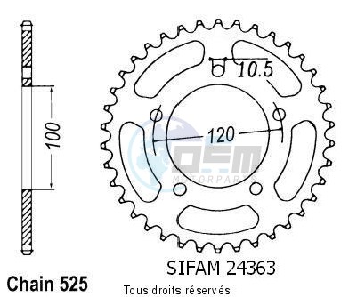 Product image: Sifam - 24363CZ46 - Chain wheel rear Aprilia 750 Dorsoduro   Type 525/Z46  0
