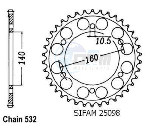 Product image: Esjot - 50-27003-45 - Chainwheel Steel Kawasaki - 532 - 45 Teeth -  Identical to JTR503 - Made in Germany 