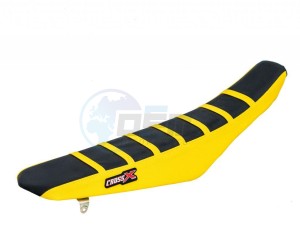 Product image: Crossx - M315-3BYY - Saddle Cover SUZUKI RM 125 01-07 RM 250 01-09 TOP BLACK- SIDE YELLOW-STRIPES YELLOW (M315-3BYY) 