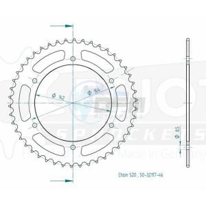 Product image: Esjot - 50-32117-46 - Chainwheel Steel Hyosung - 520 - 46 Teeth- Made in Germany 