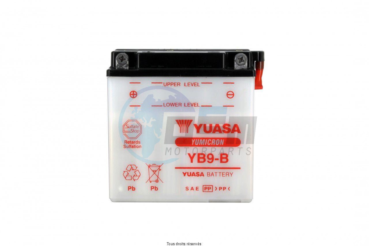 Product image: Yuasa - 812091 - Battery Yb9-b   L 137mm  W 76mm  H 140mm 12v 9ah  1