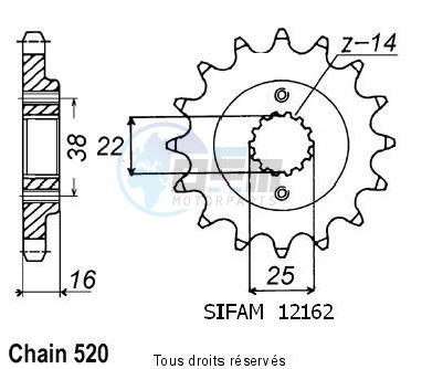 Product image: Sifam - 12162CZ15 - Sprocket Ducati 900 Monster Ie 0   12162cz   15 teeth   TYPE : 520  0