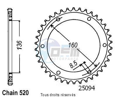 Product image: Sifam - 25094CZ47 - Chain wheel rear 650 Pegaso 91-00 Bmw 650 F 94-00 Type 520/Z47  0