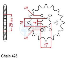 Product image: Esjot - 50-15053-13 - Sprocket Aprilia - 428 - 13 Teeth- Equal to JTF277 - Made in Germany 