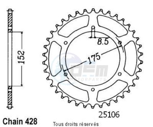 Product image: Sifam - 25106CZ53 - Chain wheel rear Yamaha Dtr/Tdr 125 89-92 Type 428/Z53 