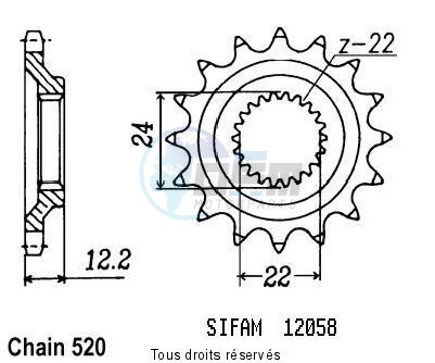 Product image: Sifam - 12058CZ15 - Sprocket 600 Tuareg 85-87   12058cz   15 teeth   TYPE : 520  0