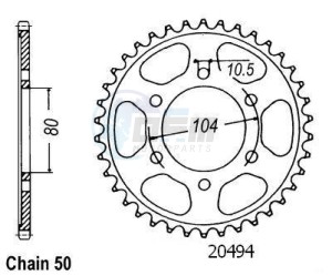 Product image: Esjot - 50-35041-45 - Chainwheel Steel Kawasaki - 530 - 45 Teeth -  Identical to JTR488 - Made in Germany 
