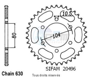 Product image: Sifam - 20496CZ41 - Chain wheel rear Zx 1100 Gpz 83-85   Type 630/Z41 