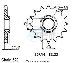 Product image: Sifam - 12122CZ14 - Sprocket KTM Tous Modeles 4t 1991-1998 12122cz   14 teeth   TYPE : 520 