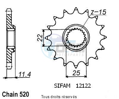 Product image: Sifam - 12122CZ14 - Sprocket KTM Tous Modeles 4t 1991-1998 12122cz   14 teeth   TYPE : 520  0