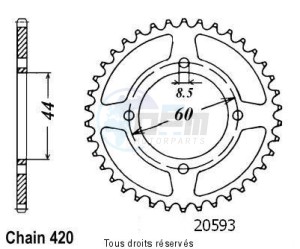 Product image: Sifam - 20593CZ52 - Chain wheel rear Dtr 50 Vitesse / X-li Chain wheel rear 4 mounting holes Type 420/Z52 