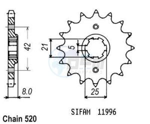 Product image: Esjot - 50-32007-14 - Sprocket TT Yamaha - 520 - 14 Teeth -  Identical to JTF575 - Made in Germany 