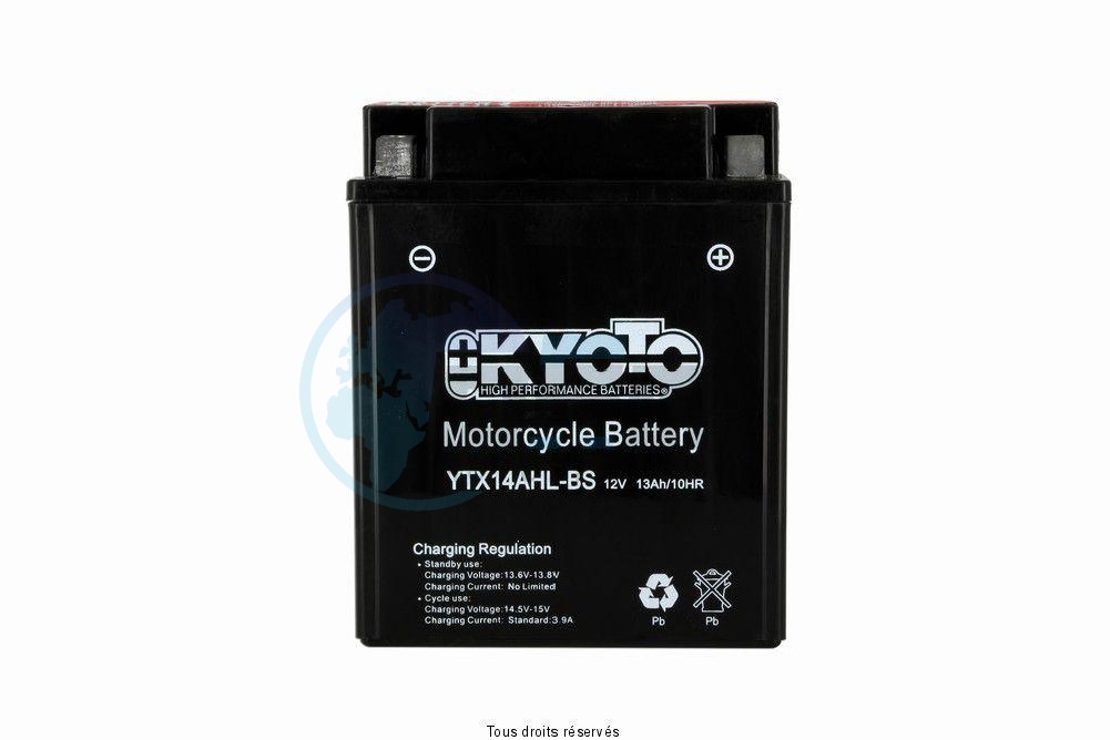 Product image: Kyoto - 712152 - Battery Ytx14ah-lbs - Ss Entr.Acid L 134mm  W 89mm  H 166mm 12v 12ah Acid 0,69l  1