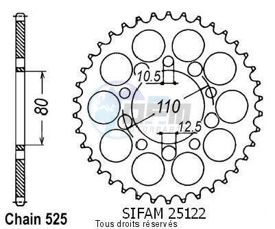 Product image: Sifam - 25122CZ42 - Chain wheel rear Triumph 800 America   Type 525/Z42  0