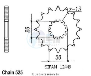 Product image: Sifam - 12449CZ17 - Sprocket Triumph 800 Bonneville      17 teeth   TYPE : 525 