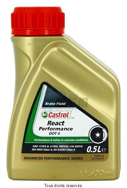 Product image: Castrol - CAST15037F - Brake Fluid Synthetic - 0,5L React SRF Racing DOT4 Box with 15 Bottles of 0.5L  0