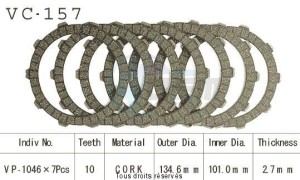 Product image: Kyoto - VC157 - Clutch Plate kit complete Atc250 R   