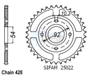 Product image: Esjot - 50-15002-45 - Chainwheel Steel Yamaha - 428 - 45 Teeth -  Identical to JTR835 - Made in Germany 