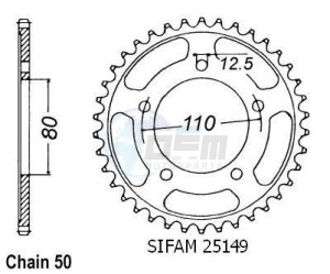 Product image: Esjot - 50-35036-43 - Chainwheel Steel Honda-Triumph - 530 - 43 Teeth -  Identical to JTR1334 - Made in Germany 