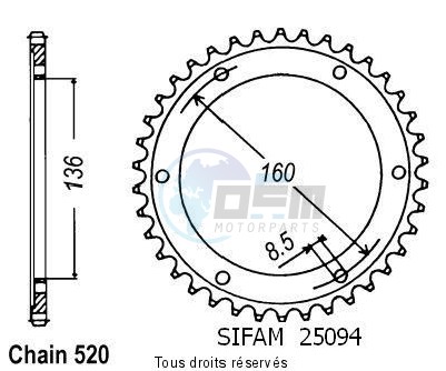 Product image: Sifam - 25094CZ42 - Chain wheel rear 600 Pegaso 90-92 600 Tuareg Wind 87-89 Type 520/Z42  0
