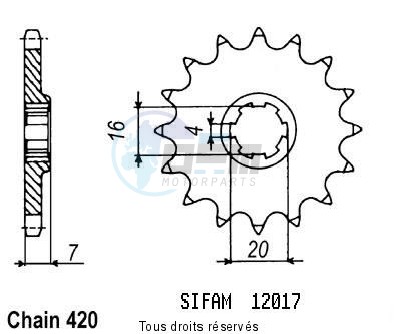 Product image: Sifam - 12017CZ11 - Sprocket Suzuki 50 Rmx/Smx -02   12017cz   11 teeth   TYPE : 420  0