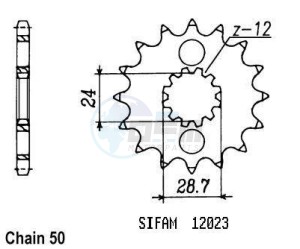 Product image: Esjot - 50-35009-18 - Sprocket Kawasaki - 530 - 18 Teeth -  Identical to JTF517 - Made in Germany 
