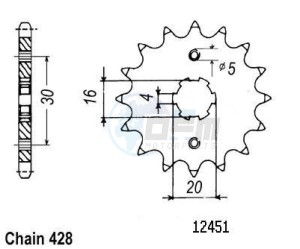 Product image: Esjot - 50-15018-14 - Sprocket TT Yamaha - 428 - 14 Teeth - Made in Germany 