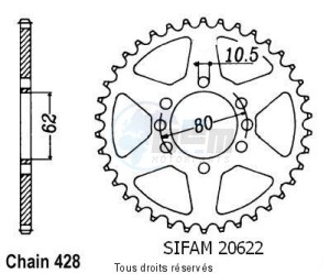 Product image: Sifam - 20622CZ51 - Chain wheel rear Dt 125 Lc2 85-88   Type 428/Z51 