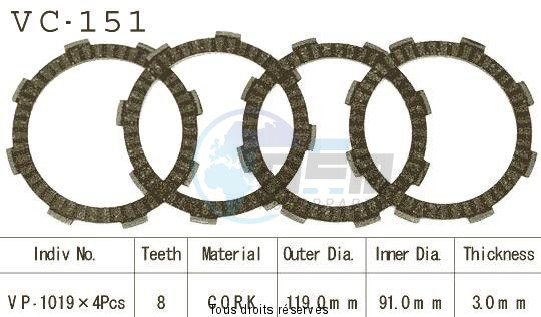 Product image: Kyoto - VC151 - Clutch Plate kit complete Mtx80 S/R 80-87    0