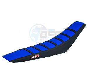 Product image: Crossx - M710-3BLBB - Saddle Cover HUSABERG FE FC 525 2000-2008, FE 00-07, FS FX 00-08 TOP BLUE- SIDE BLACK-STRIPES BLACK (M7-3BLBB) 