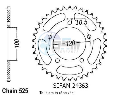 Product image: Sifam - 24363CZ44 - Chain wheel rear Aprilia 750 Shiver   Type 525/Z44  0