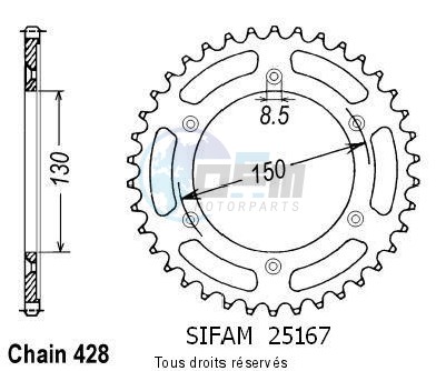 Product image: Sifam - 25167CZ51 - Chain wheel rear Xlr 125 R 97-98   Type 428/Z51  0