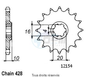 Product image: Sifam - 12154CZ14 - Sprocket Gn 125 96-98   12154cz   14 teeth   TYPE : 428 