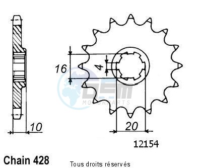Product image: Sifam - 12154CZ14 - Sprocket Gn 125 96-98   12154cz   14 teeth   TYPE : 428  0