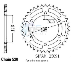 Product image: Sifam - 25091CZ40 - Chain wheel rear El 250 96-99   Chain wheel rear El 250 96-99 