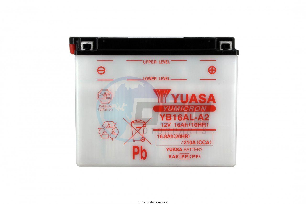 Product image: Yuasa - 812165 - Battery Yb16al-a2 L 205mm  W 71mm  H 164mm 12v 16ah  1