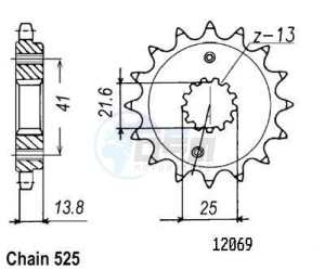 Product image: Esjot - 50-29005-16 - Sprocket Honda - 525 - 16 Teeth -  Identical to JTF296 - Made in Germany 