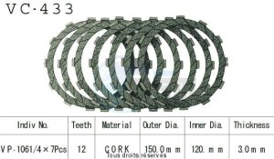 Product image: Kyoto - VC433 - Clutch Plate kit complete Kx250 B1/C1 82-83   