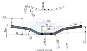 Product image: Sifam - GUIMT39-7 - Handlebar Gold without bar Length 803mm  Height 99 mm diam : 28,6mm 